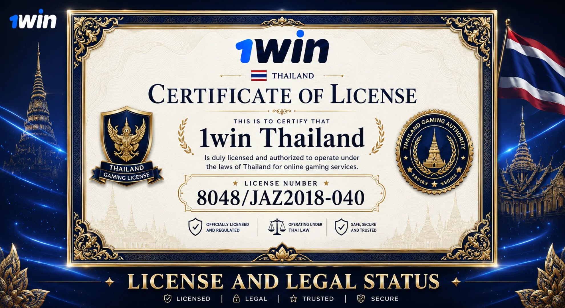 1win license and legal status